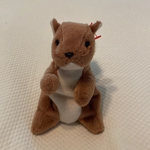 Ty Beanie Baby Collectible Toy Animal Brown Nuts Squirrel with Detached Tag